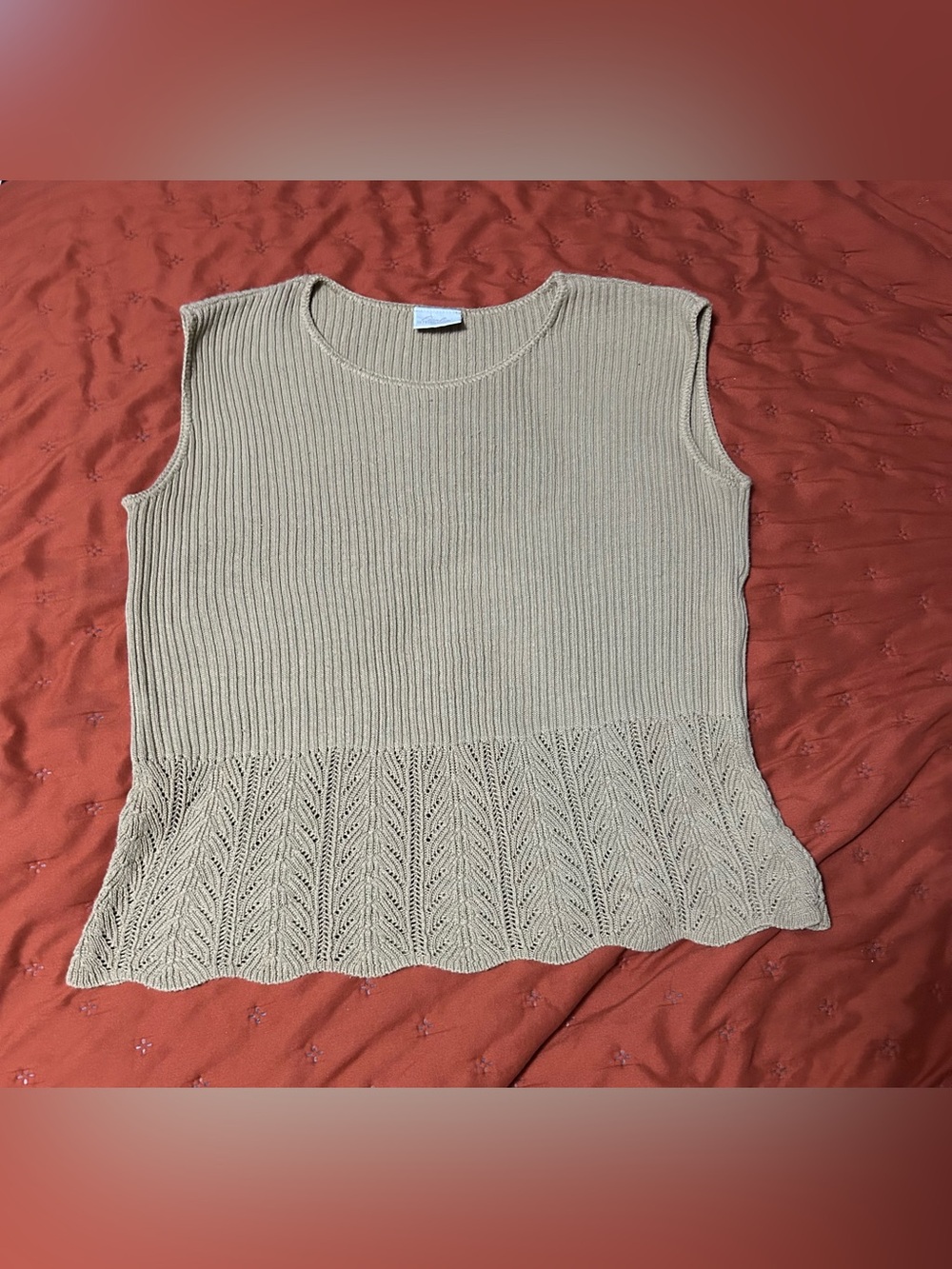 Vintage Tan knitted tank Sz medium